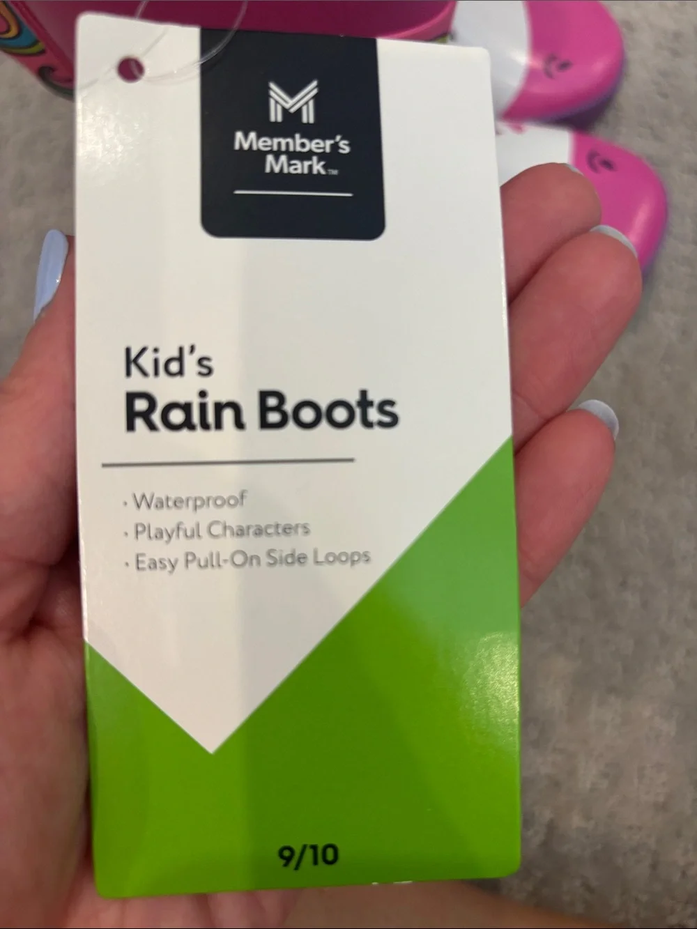 Girls Pink Unicorn Rain Boots - Kids Waterproof Boot size 9-10